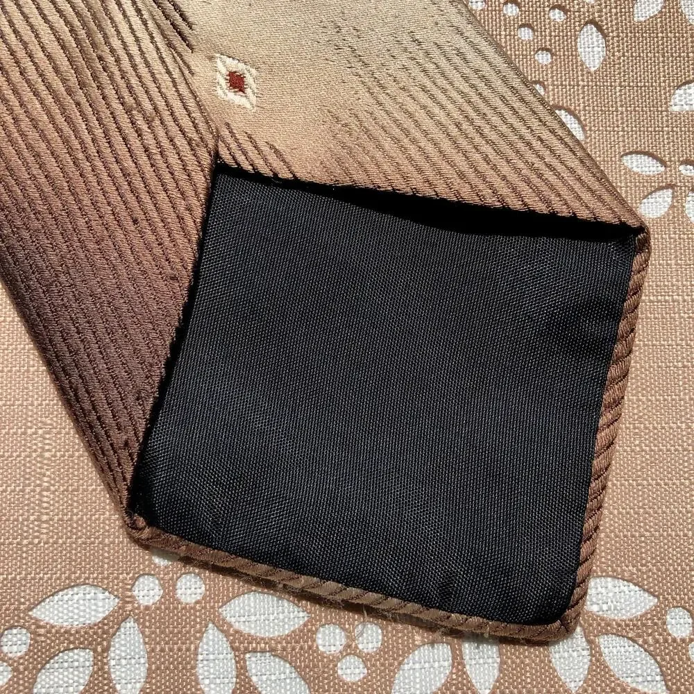 Town Craft Brown & Tan Diamond Print Necktie